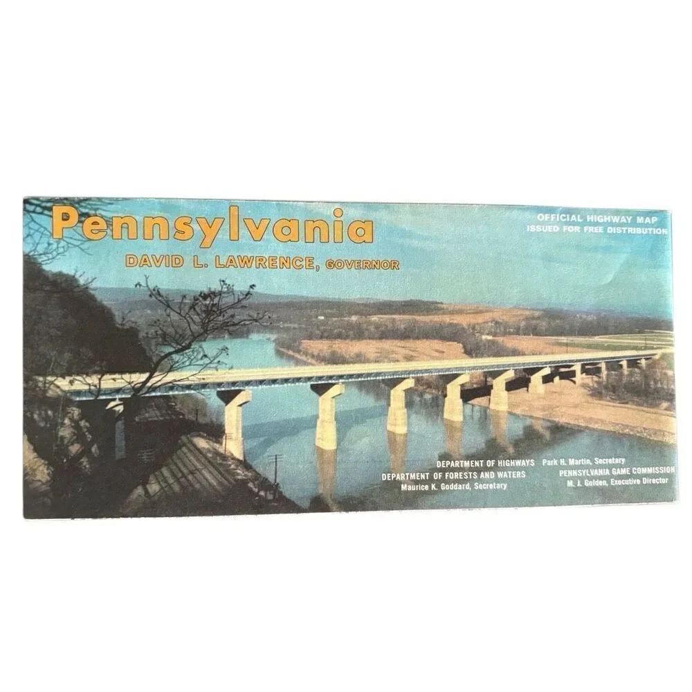 Pennsylvania Official Highway Map 1960’s David L. Lawrence Governor